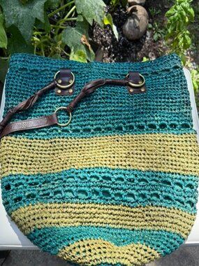 Flora Bella Raffia Straw Crochet Beach Market Bag, NWOT